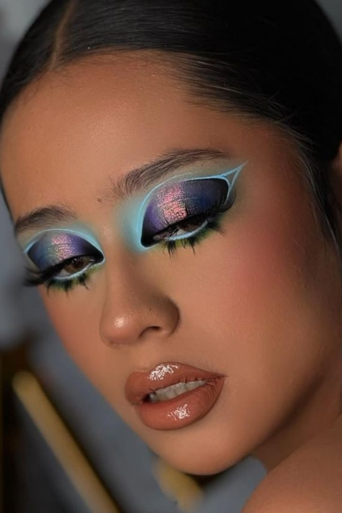 Halo eyeliner look framing the eyes with modern editorial makeup details