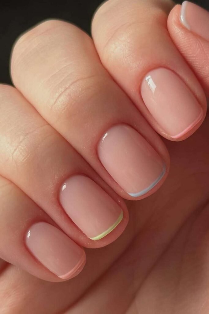 Micro French nails with thin classic tips