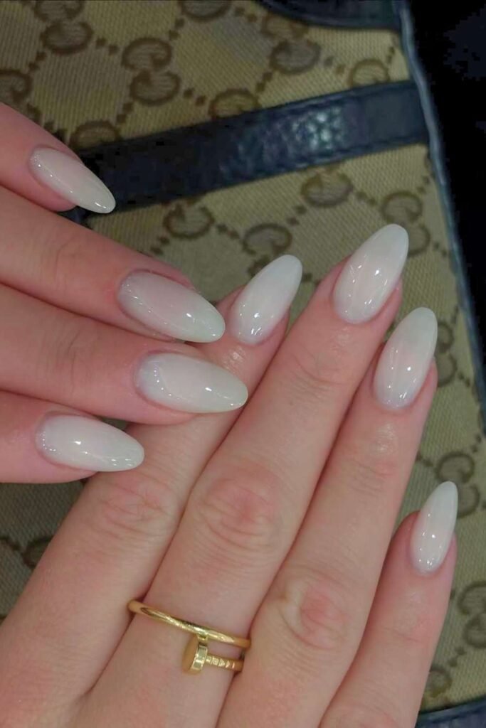 Milky white nails with elegant minimalist look