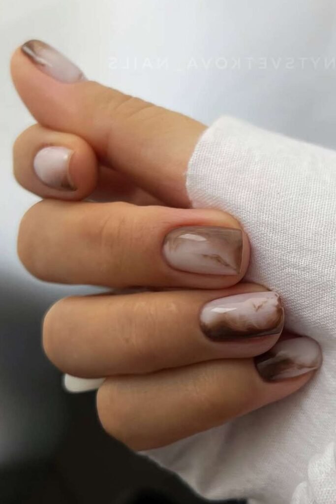 Mocha milk nails with rich neutral manicure