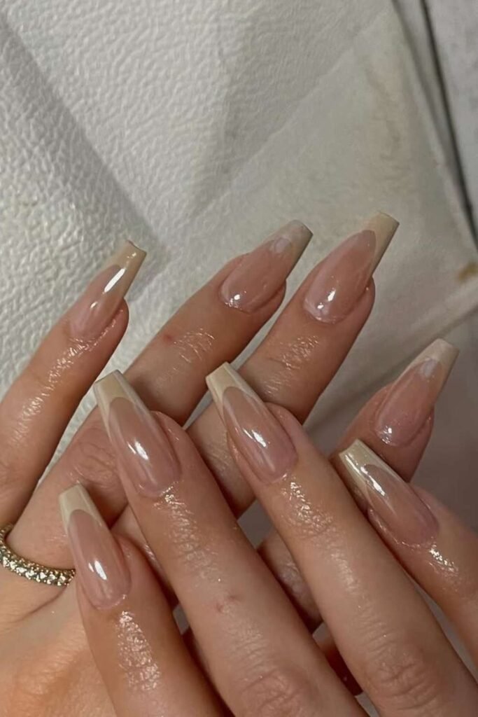 Pearl chrome nails with glazed pearl finish