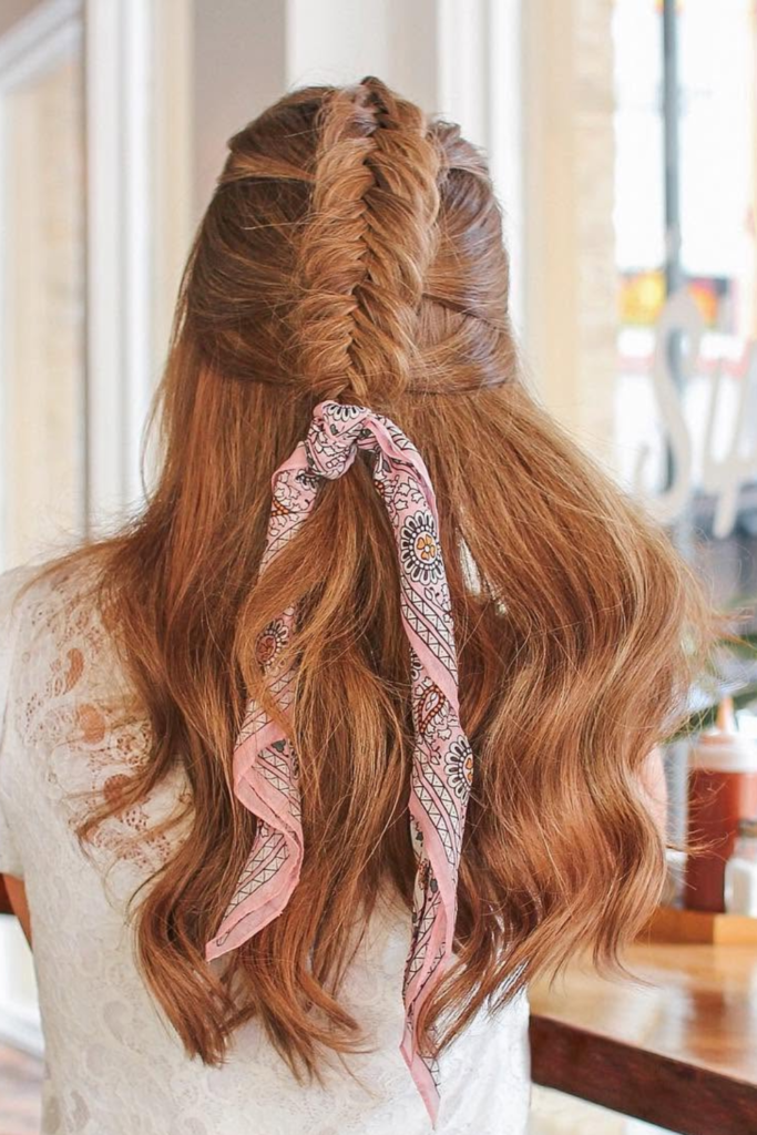 Loose romantic fishtail braid for summer events