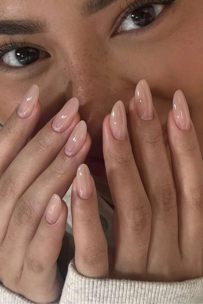Soap nails with glossy natural manicure finish