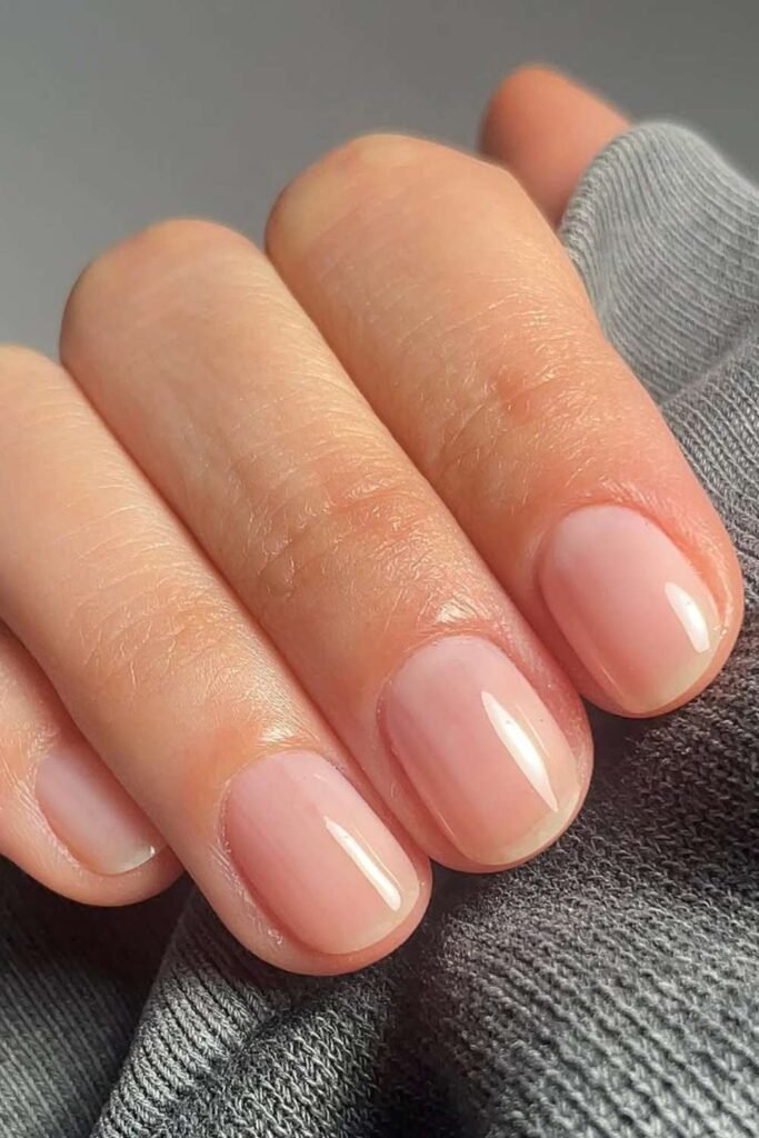 Soap nails on short nails with glossy finish