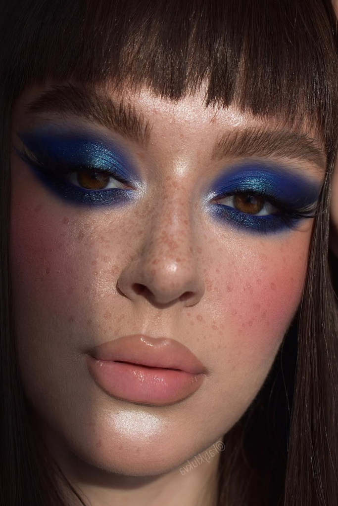 Soft glam blue eyeshadow makeup inspiration