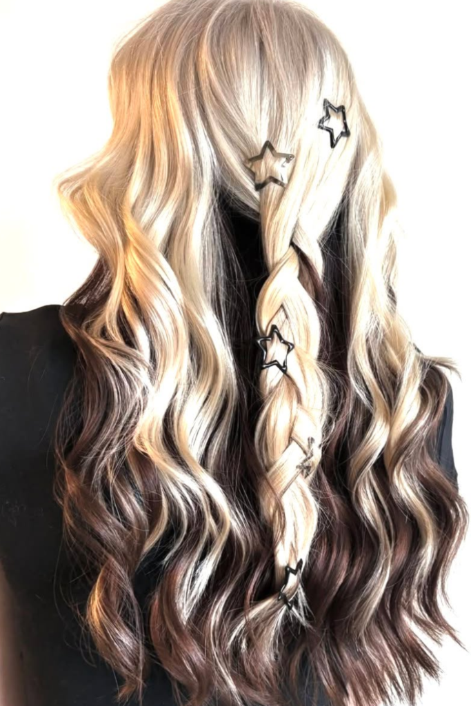 Soft waves styled with delicate star hair clips