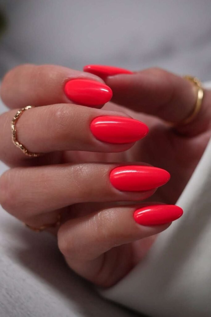 Watermelon glaze nails with glossy pink finish
